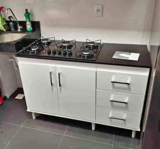 balcão com 2 portas e 3 gavetas  mais fogão cooktop novo pronta entrega 