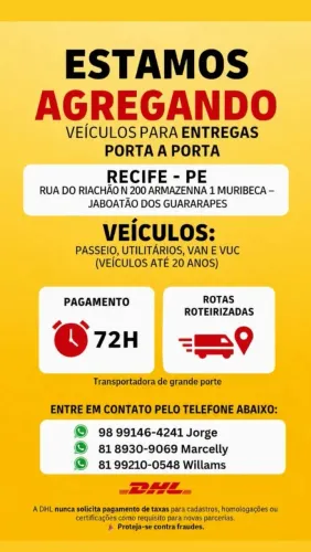 Venha ser entregador da DHL, para o mercado livre 