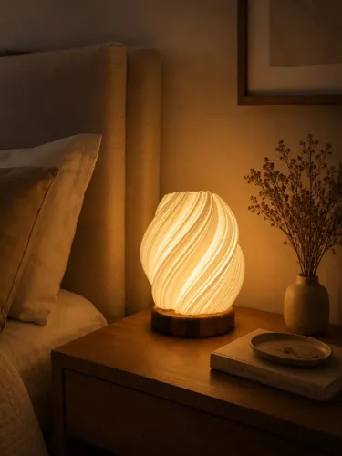 Luminária em Impressão 3D Base em Madeira Abajur NOVO