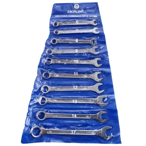 Jogo de Chave Combinada 6 a 17mm com 10 Peças Eda 3WQ Aço Carbono nOVO