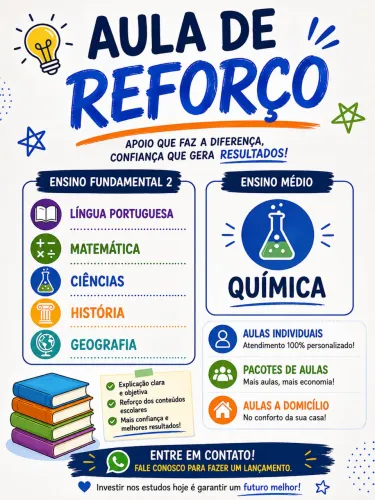 Aulas de reforço - Ensino fundamental e médio