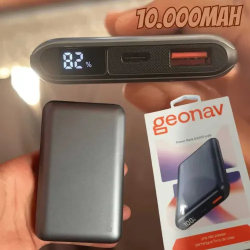 Carregador Portátil da Geonave 10.000mAh com arregamento Rápido e Led Indicador de Bateria