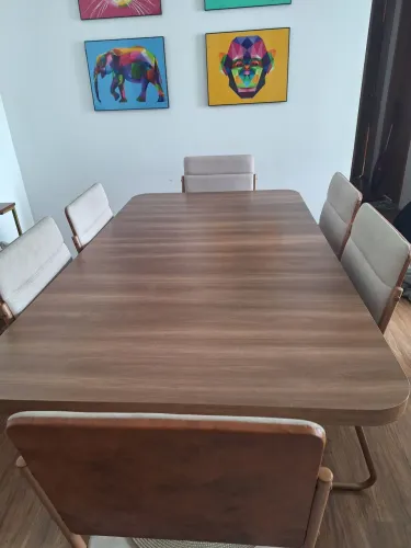 Conjunto de Sala de Jantar 6 lugares com mesa e cadeiras