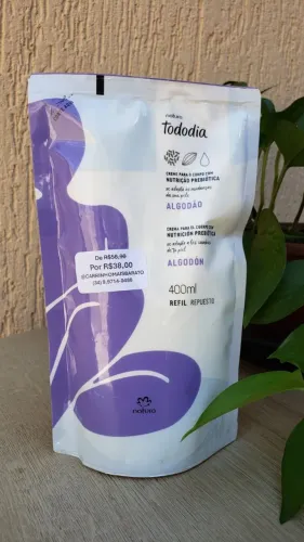 Refil Creme Hidratante Corporal Tododia Algodão 400 ml