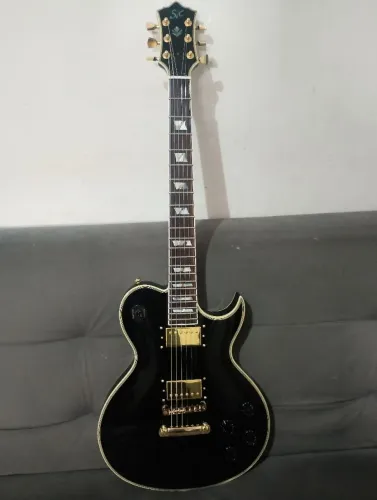 Kit Guitarra Les Paul SX custom Black + Pedaleira Tank G + cabo