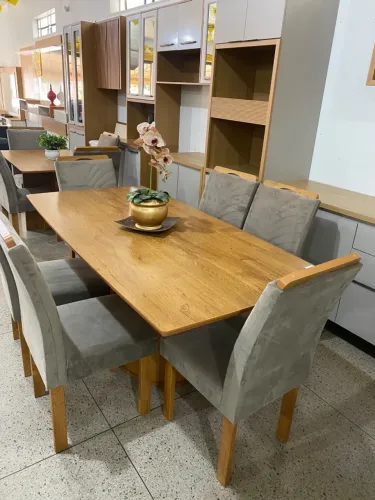 Mesa de jantar Cel Montreal com tampo premium e 06 cadeiras cancum