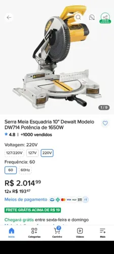 Meia esquadria Dewalt de 10 pl 