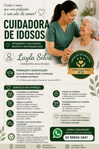Cuidadora de idosos e acamados