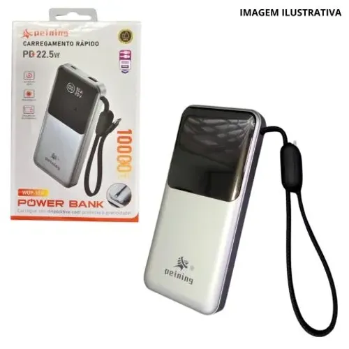 Power Bank Peining Cinza10.000Mah 22.5W Novo Promoção