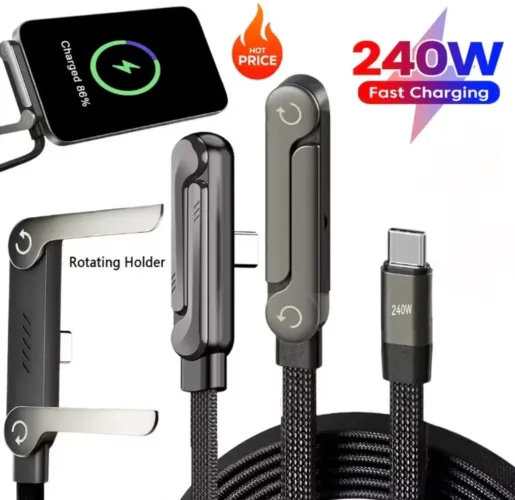 240W Tipo-c Para Suporte Angular Cabo De Dados Jogos Cotovelo Telefone Dobrável