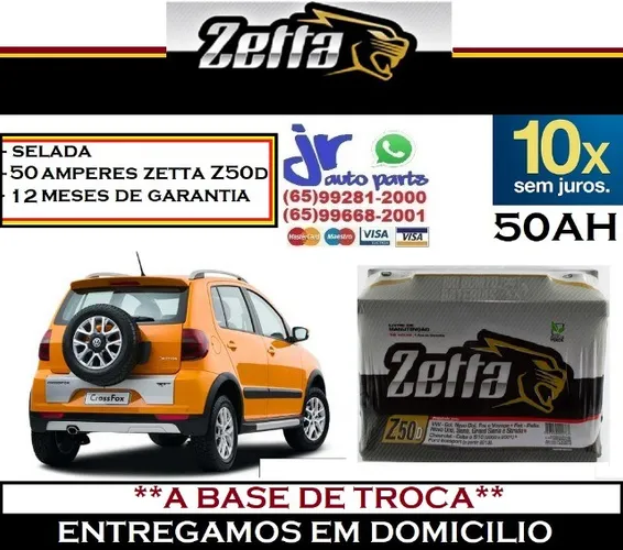 Bateria Automotiva 50AH Zetta 12v Fox