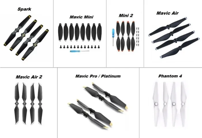 Kit C/4 Hélices P/ Drone Dji Spark / Mavic Mini - 2 / Air - 2 / Pro / Platinum / Phantom 4