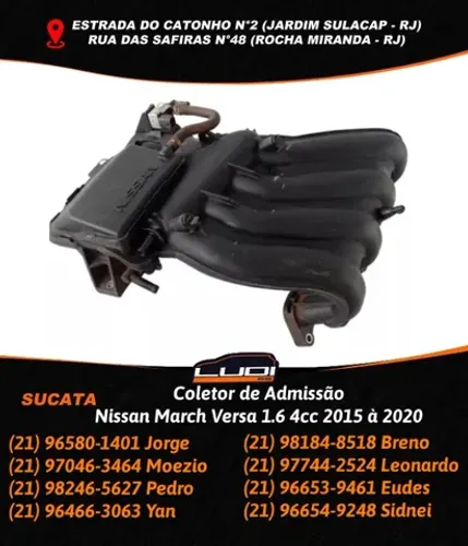 Coletor de Admissão Nissan March Versa 1.6 4cc 2015 à 2020