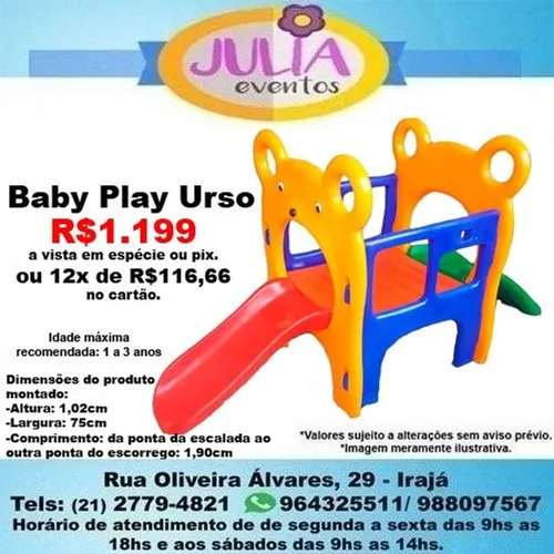 Playground Infantil a partir de R$649,99 (valor na descrição e nas imagens 