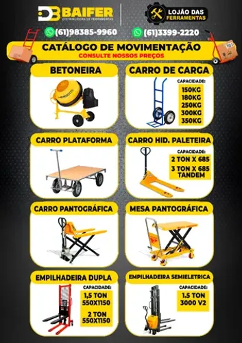 Carro de Cargas Movimentação Baifer Atacadista e Distribuidora de Ferramentas