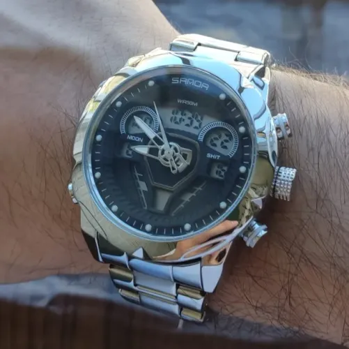 Relógio Sanda Aço Inox Masculino Prateado