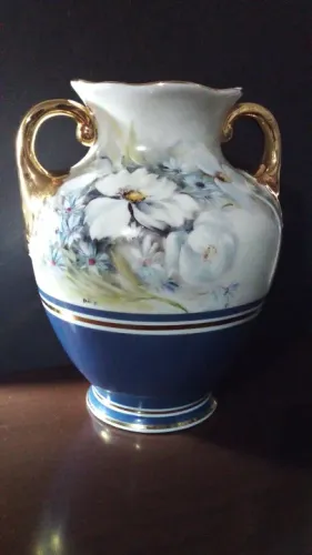 Vaso De Porcelana Teixeira - Antigo - Com Pintura À Mão