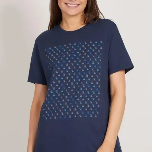 Camiseta Sandy e Junior Nossa História Triângulos - Azul Marinho