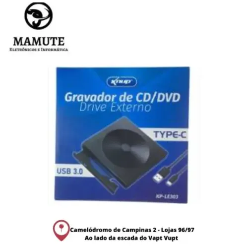 Gravador Dvd Externo Usb 3.0 Black Mac Ultrabook Top