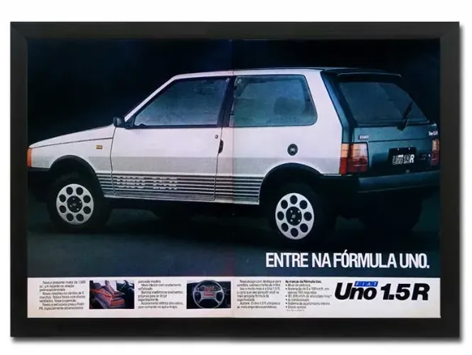 Quadro decorativo Fiat Uno 1.5 R com propaganda original