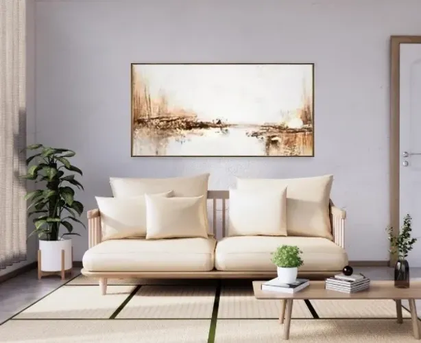 Quadros abstratos neutros feitos com espátula