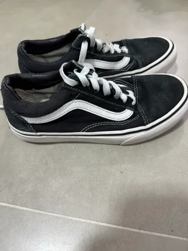 [35] Tênis Vans Old Skool Black White Infantil Original unissex (preto/branco) TAM 35 BR 