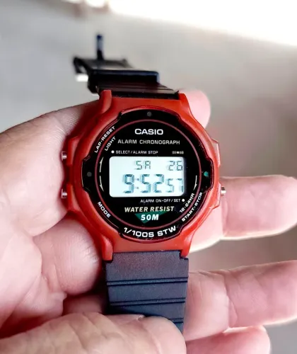 Casio W-79 rarissimo de 1986 bezel vermelho -Relógio Casio Digital Vermelho - Original