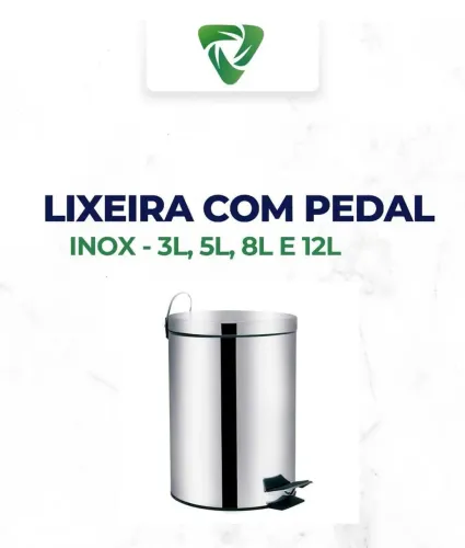 Lixeira Inox com Pedal - 3L, 5L, 8L e 12L