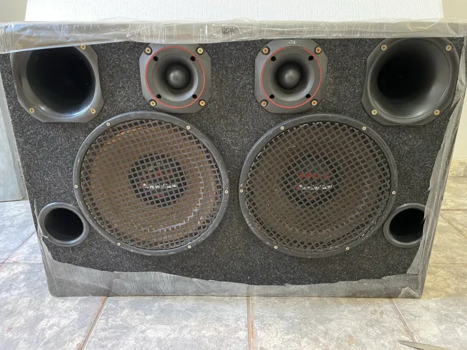 Caixa 2 alto-falante médio grave 2 cornetas e 3 Twitter 
