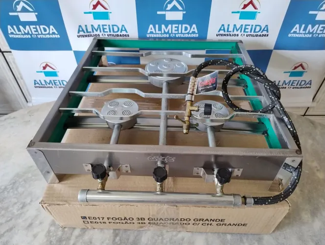 Fogareiro 3 Bocas Quadrado Grande promoção 250 reais avista