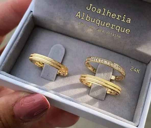 KIT TRIO ALIANÇAS NOIVADO E CASAMENTO 