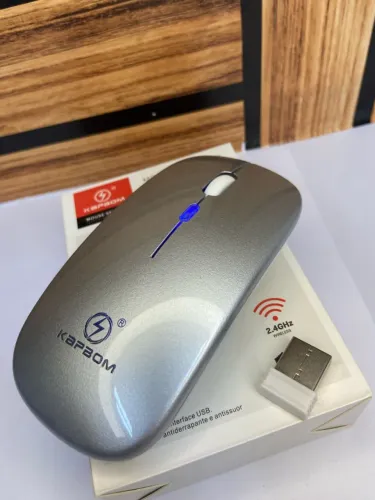 MOUSE LUMINOSO SEM FIO DE 2,4GHZ KAPBOM CINZA KA-618