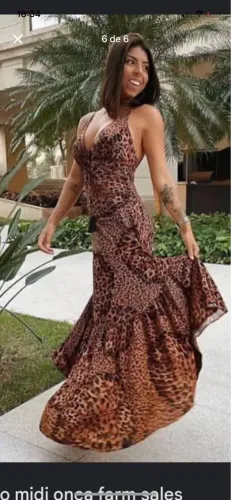 Vestido costela de onça farm 