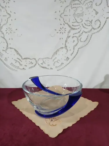 Antigo Vaso de cristal com detalhes de murano