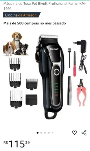 Máquina de Tosa Pet Kemei KM-1991 Bivolt Profissional