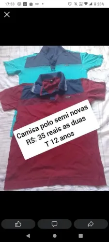 Roupa de adolescente 12 a até 14 anos R$: 35 reais 