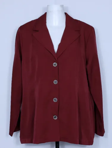 Blazer social alfaiataria feminina plus size alongado marsala vermelho escuro- Ref. 2168