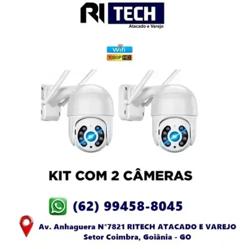 Kit 2 Câmeras IP Segurança Wifi Externa 360 Graus Acesso Pelo Celular Cartão