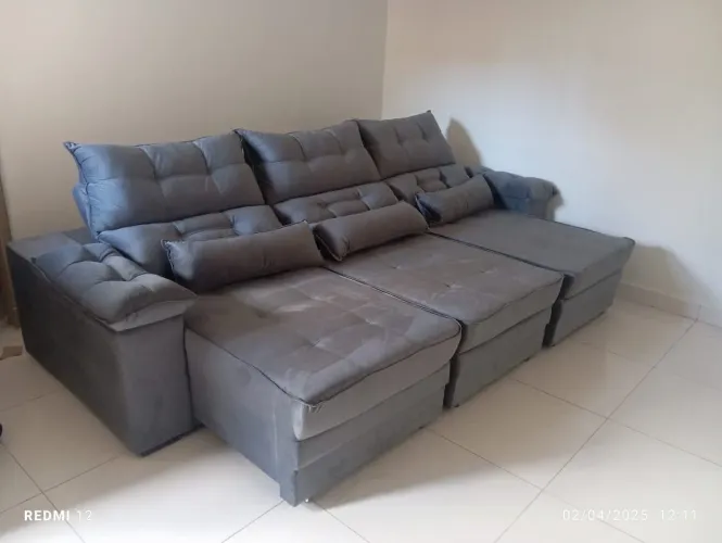 Sofá Cinza Modular Confortável 2,90 Metros