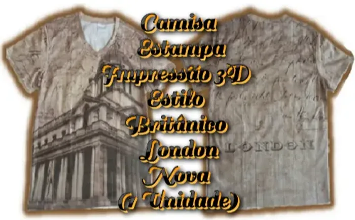 Camisa Estampa, Impressão 3D Estilo Britânico London