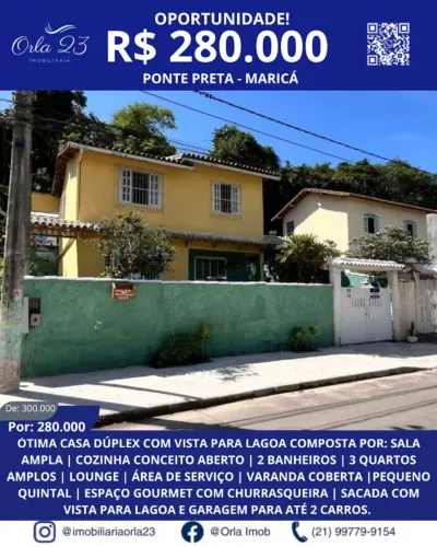 PONTE PRETA, ORLA 23 IMOBILIÁRIA VENDE! Casa dúplex com vista para lagoa
