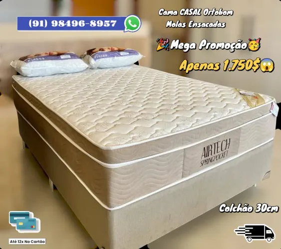 CAMA DE CASAL ORTOBOM, COLCHÃO 30CM