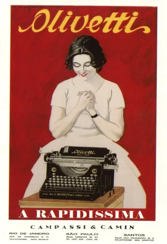 Cartaz Máquina de Escrever Olivetti - A Rapidiissima