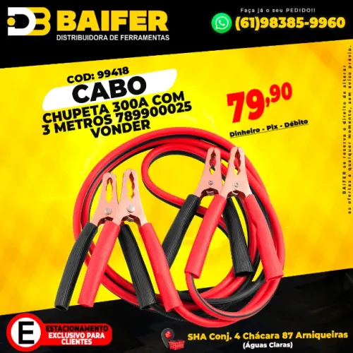 Cabo Chupeta 300A Com 3 Metros Vonder