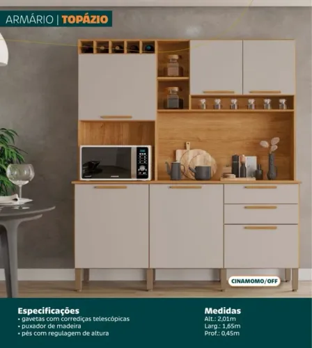 Armário de Cozinha Topázio 12x sem juros