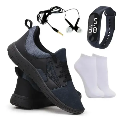 Tenis Caminhada Corrida Leve Macio Confortável Academia Fitness N°37 Relogio + Meia + Fone
