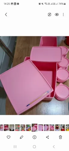 Conjunto de potes Tupperware de cozinha rosa
