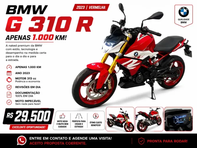 BMW G 310 R 2023 - Apenas 1.000 km - R$ 29.500