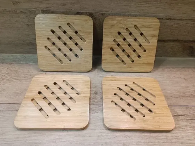 Conjunto 4 Peças - Descanso de Panela - Bambu / Madeira