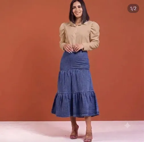Saia jeans midi 3 marias 36